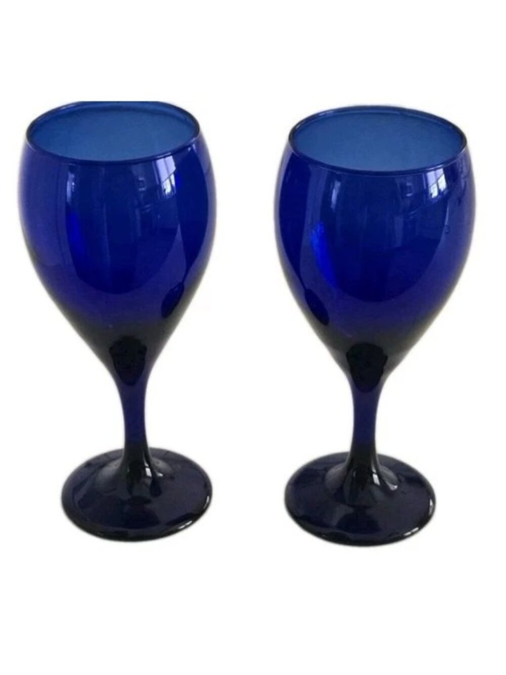 Cobalt Blue Libby Wine Glasses Set Of 2 Elegant Glassware 8" Tall Dining Decor